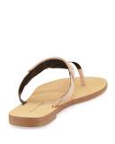 Eloise Studded Leather Thong Sandal, Beige