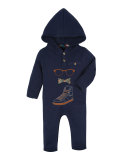 Hooded Graphic Coverall, Navy, Size 3-24 Months