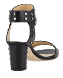 Veto Studded Leather 65mm Sandal, Black/Silver