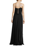 Shia Sleeveless Skirted Silk Jumpsuit, Black