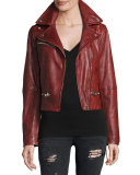 Lace-Up Leather Moto Jacket