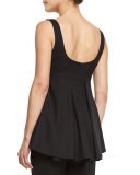 Sleeveless Empire-Waist Gabardine Top, Black