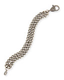 Oxidized Sterling Silver Curb Chain Bracelet with Diamond Clasp