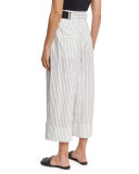 Cecil Striped Culottes with D-Ring Belt, White