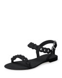 Jelly Chain-Link Flat Sandal, Black