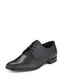 Leather Lace-Up Oxford, Black