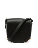 Lia Mini Leather Saddle Bag, Black