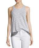 Striped Mixed-Media Slub Tank