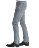 Straight-Fit Yarn-Dyed Selvedge Denim Jeans, Light Gray