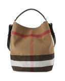 Ashby Medium Canvas Check Hobo Bag, Black