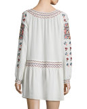 Cantoral Floral-Embroidered Dress, Candle White