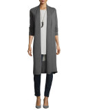 Split-Hem Silk Georgette Tunic, Bone