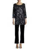 Velvet Wide-Leg Pants 