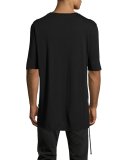 Plaid Combo Drawcord T-Shirt, Black