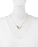 14K Sitting Bird Necklace with Rubies & Diamonds