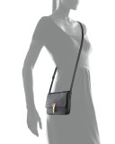 Cynnie Crocodile-Embossed Micro Crossbody Bag, Black