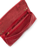 Gotham Crocodile Flap Clutch Bag, Red