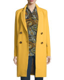 Gianna Double-Breasted Wool-Blend Coat, Mustard