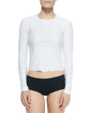 UPF 50 Scallop-Cut Long-Sleeve Swim Tee, White