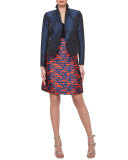 Iridescent One-Button Flap-Pocket Jacket, Navy