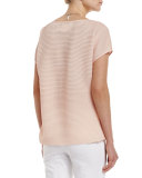 Nadette Pleated Boat-Neck Blouse, Aura 