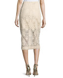 Floral Tulle Midi Skirt, Nude