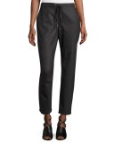 Stretch-Flannel Twill Slouch Pants, Charcoal