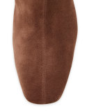 Tiagadaboot Suede 70mm Red Sole Bootie, Chatain Brown