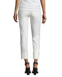 Cropped Twill Straight-Leg Pants, White