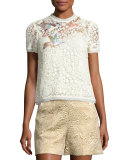 Metallic Brocade Shorts, Gold (Oro)