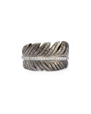 Silver Feather Ring with Diamonds