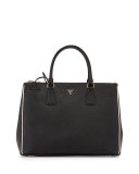 Saffiano Lux Tote Bag, Black/White (Nero/Talco)