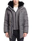 Edward-BC Lux Down Jacket w/Fur-Lined Hood, Slate