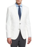 Waffle-Stitch Cotton Two-Button Sport Coat, White