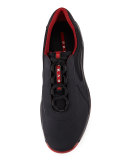 Punta Ala Leather Sneaker, Black/Red
