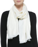 GG Logo Wool Scarf, White