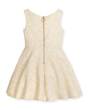 Sleeveless Metallic Jacquard Dress, Gold, Size 7-16