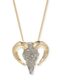 Crystal-Encrusted Horned Ram Necklace