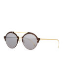 Malpensa Mirrored Round Stainless Steel Sunglasses, Black