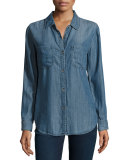 Carter Button-Front Chambray Shirt, Dark Vintage