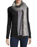 Luxe Wool-Blend Scarf w/ Toscana Fur Trim, Gray
