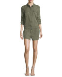Evia Long-Sleeve Romper, Desert Olive