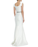 Asymmetric-Neck Mermaid Gown