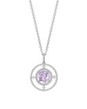 Round Lavender Amethyst Pendant Necklace with Diamonds