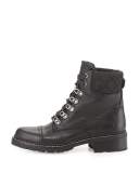 Samantha Leather Hiker Boot, Black