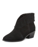 Makena Suede Fringe Bootie, Black
