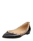 Rockstud Patent Ballerina Flat, Black
