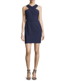 Elliot Sleeveless Cutout Stretch Crepe Mini Dress, Royal/Black