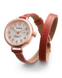 The 34mm Birdy Rose Golden Double-Wrap Watch, Red