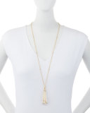 Pearl Tassel Pendant Necklace with Diamonds in 18K Gold